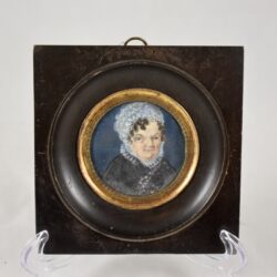 Early 19th C. French Miniature Portrait, Woman in Lace cap